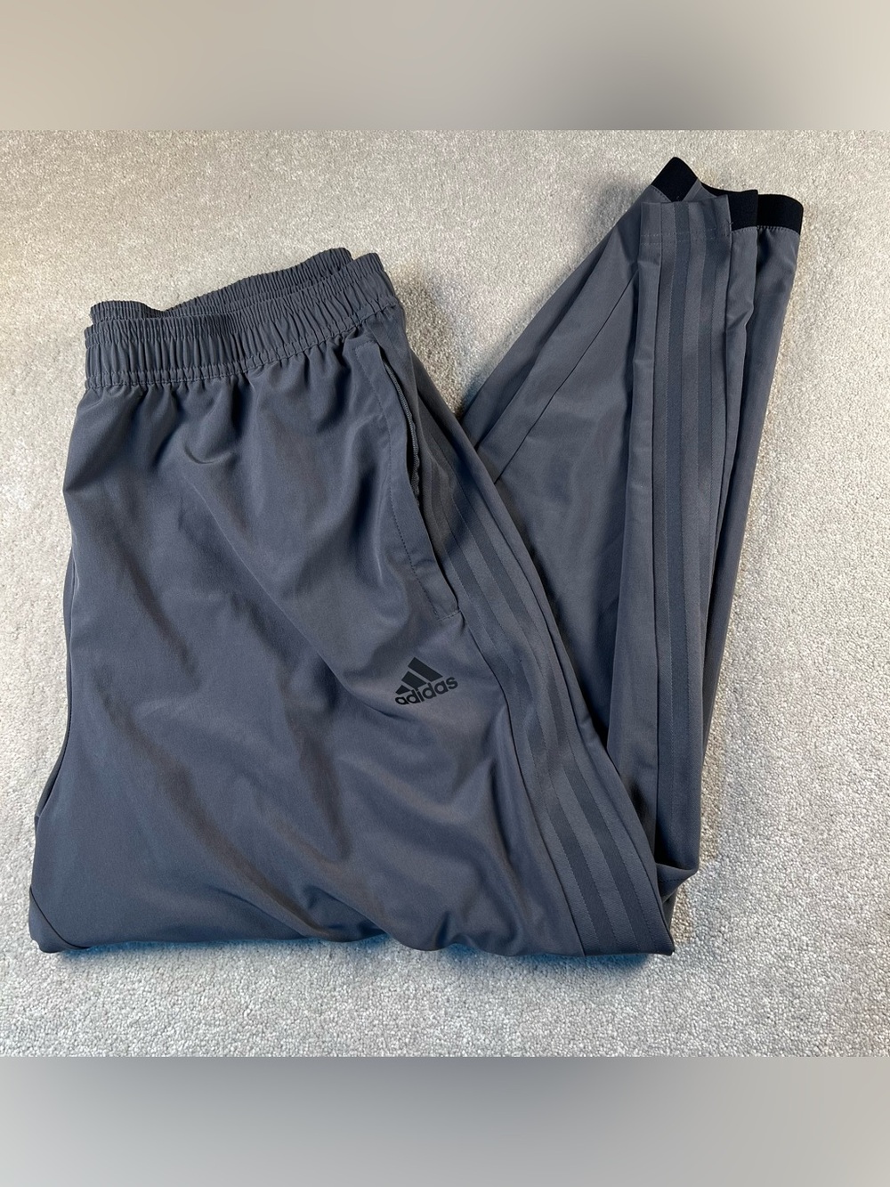 Adidas Jogger Pants Gray Side Stripes Casual Athleisure Workout Men's Xlarge